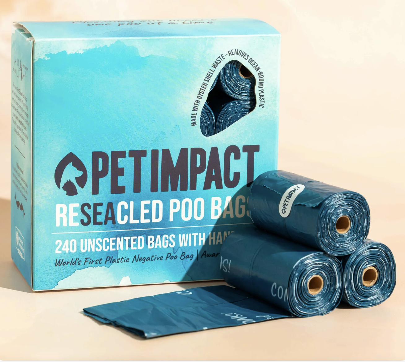 Screenshot 2026-04-10 at 09.10.45 A photograph of a box of Pet Impact's ReSEAclead poo bags